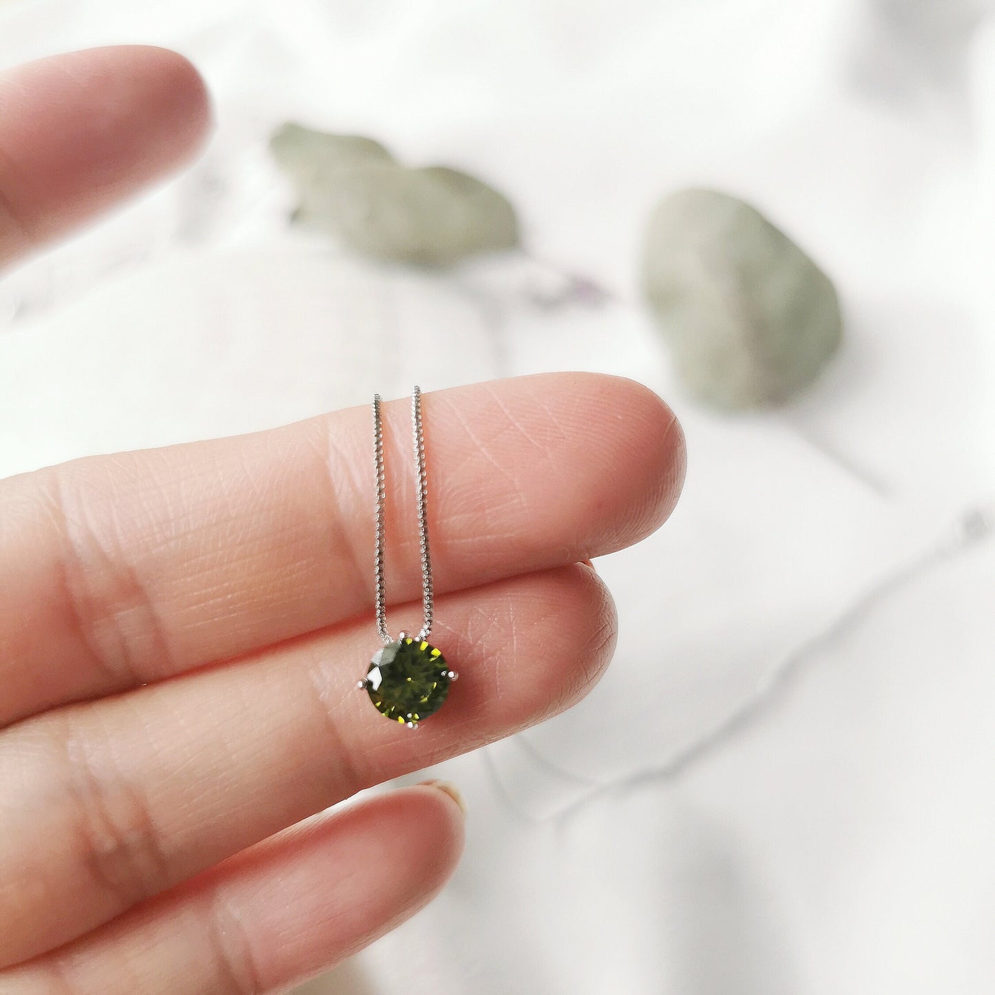 August Birthstone Necklace Handcrafted with Swarovski® Crystals / Peridot CZ Crystal Pendant / Valentines Gift For Her / Mother's Day Gift