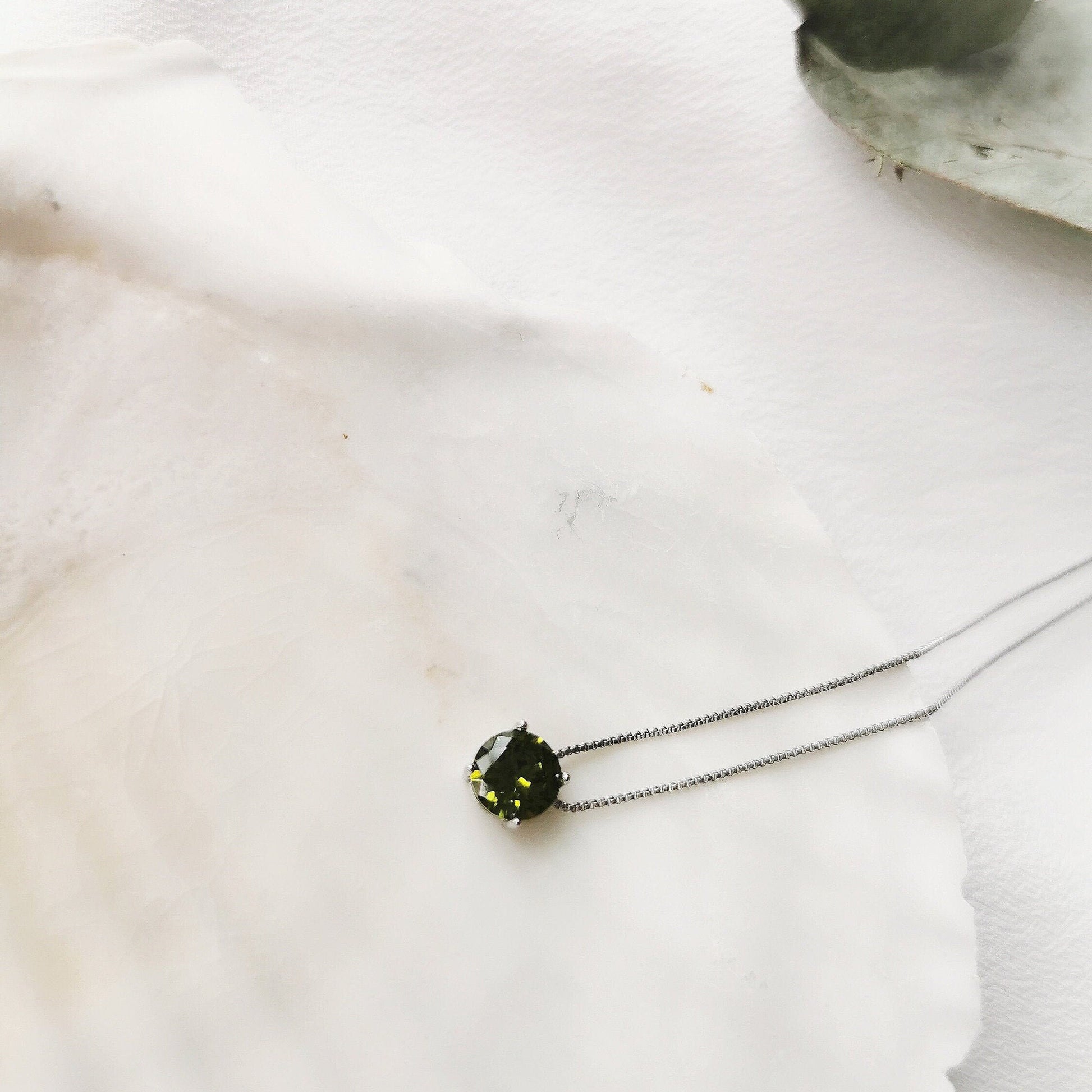 August Birthstone Necklace Handcrafted with Swarovski® Crystals / Peridot CZ Crystal Pendant / Valentines Gift For Her / Mother's Day Gift