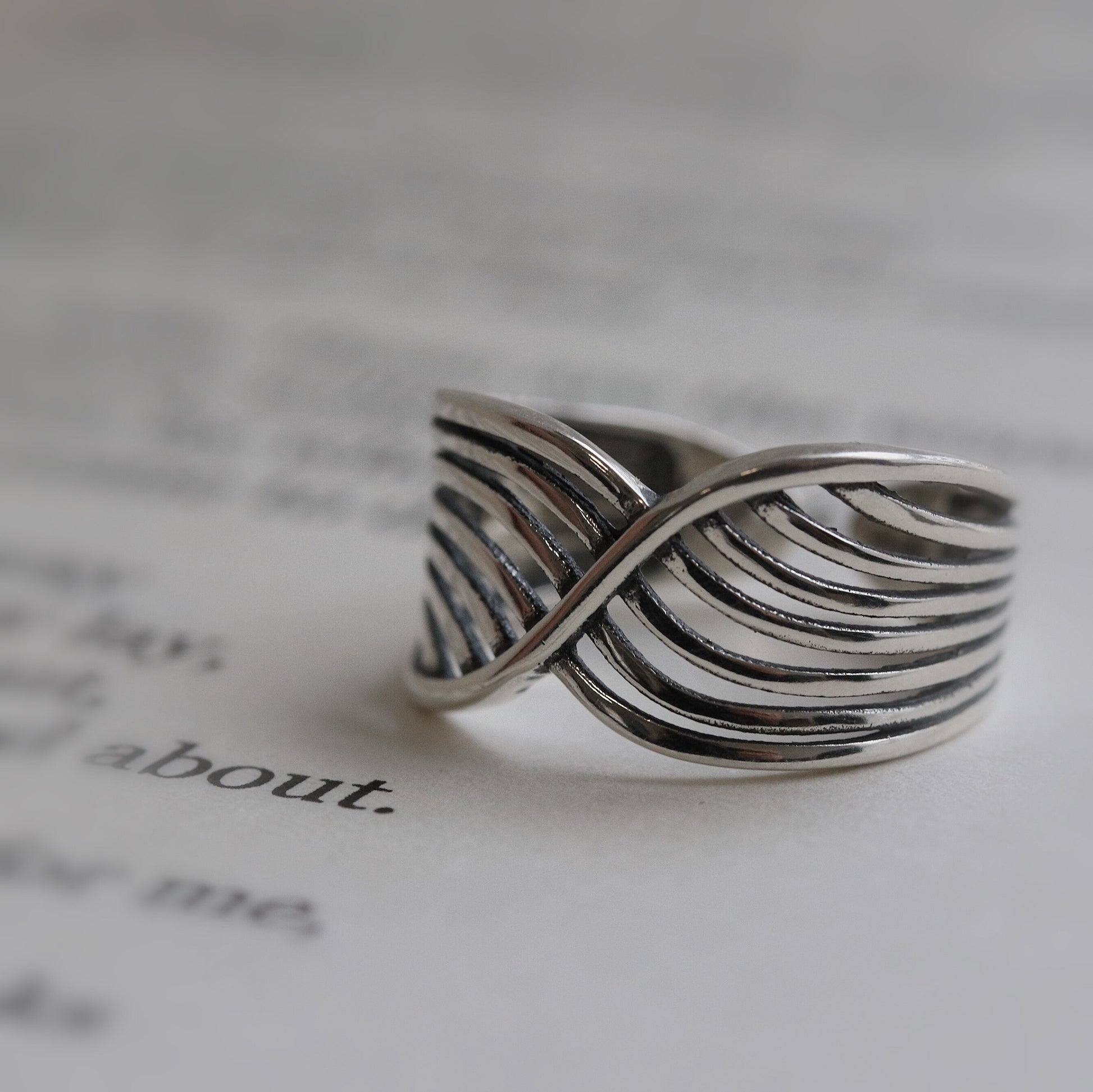 Chunky Multi Layer Wave Wrap Ring in Sterling Silver, Adjustable/Resizable Open Band Ring, Vintage Statement Ring, Valentines Gift for Her,