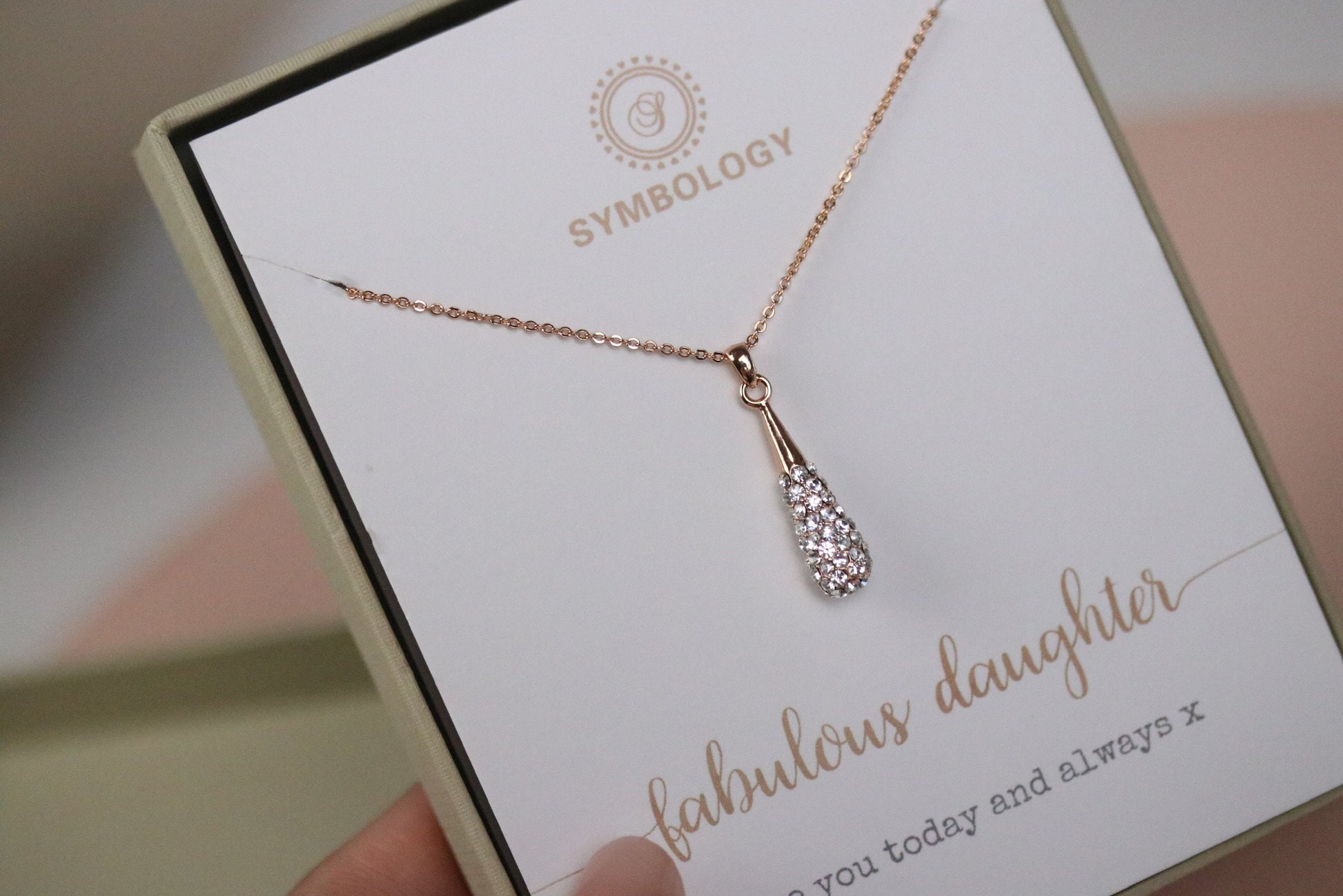 Gold Daugther Necklace • Silver Long Teardrop Necklace • Daughter in Law Gift • Pear Diamond Necklace • Gold Minimalist Gift • Gift for Her
