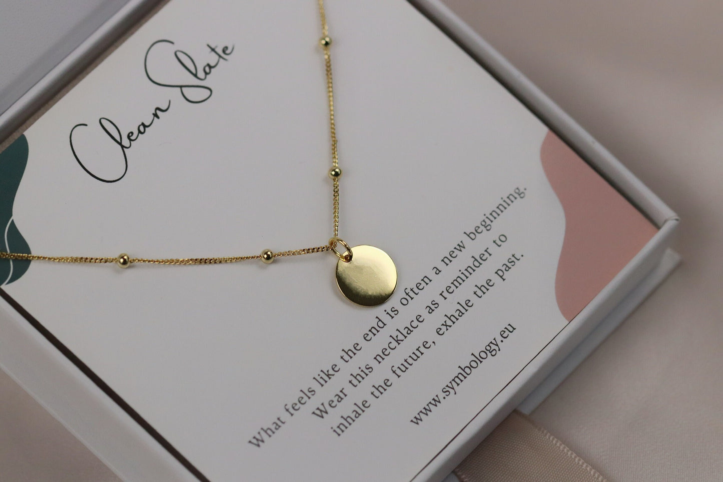 Gold Clean Slate Necklace, New Beginnings Gift for Her, Sterling Silver Minimalist Necklace, Divorce Gift, Breakup Gift Gold Disc Necklace