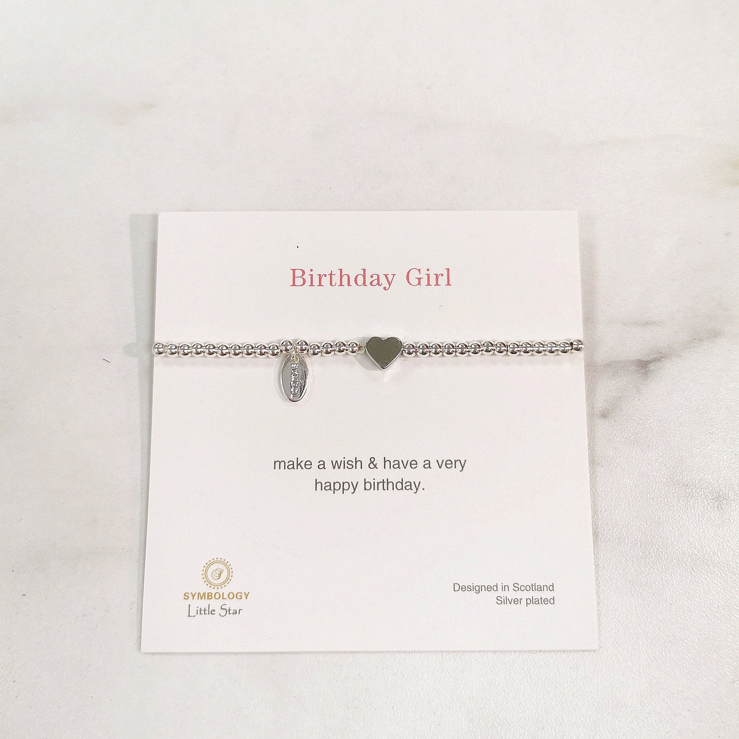 Children Bracelet, Birthday Girl Silver Beads Bracelet, Symbology Symbol Bracelet, Kids Bracelet, Birthday Gift, Gift Under 10, (Gift boxed)