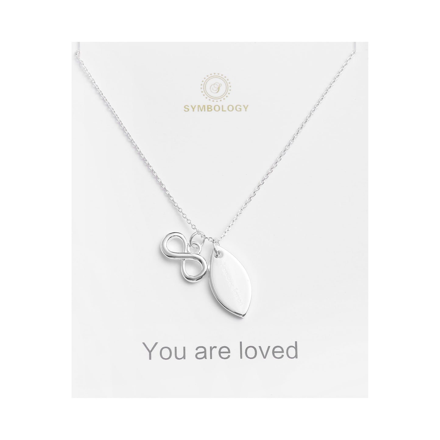 You are Loved Necklace, Silver Infinity Pendant Charm, Symbology, Symbol Necklace, Anniversary, Girlfriend Birthday, Valentine (Gift boxed)