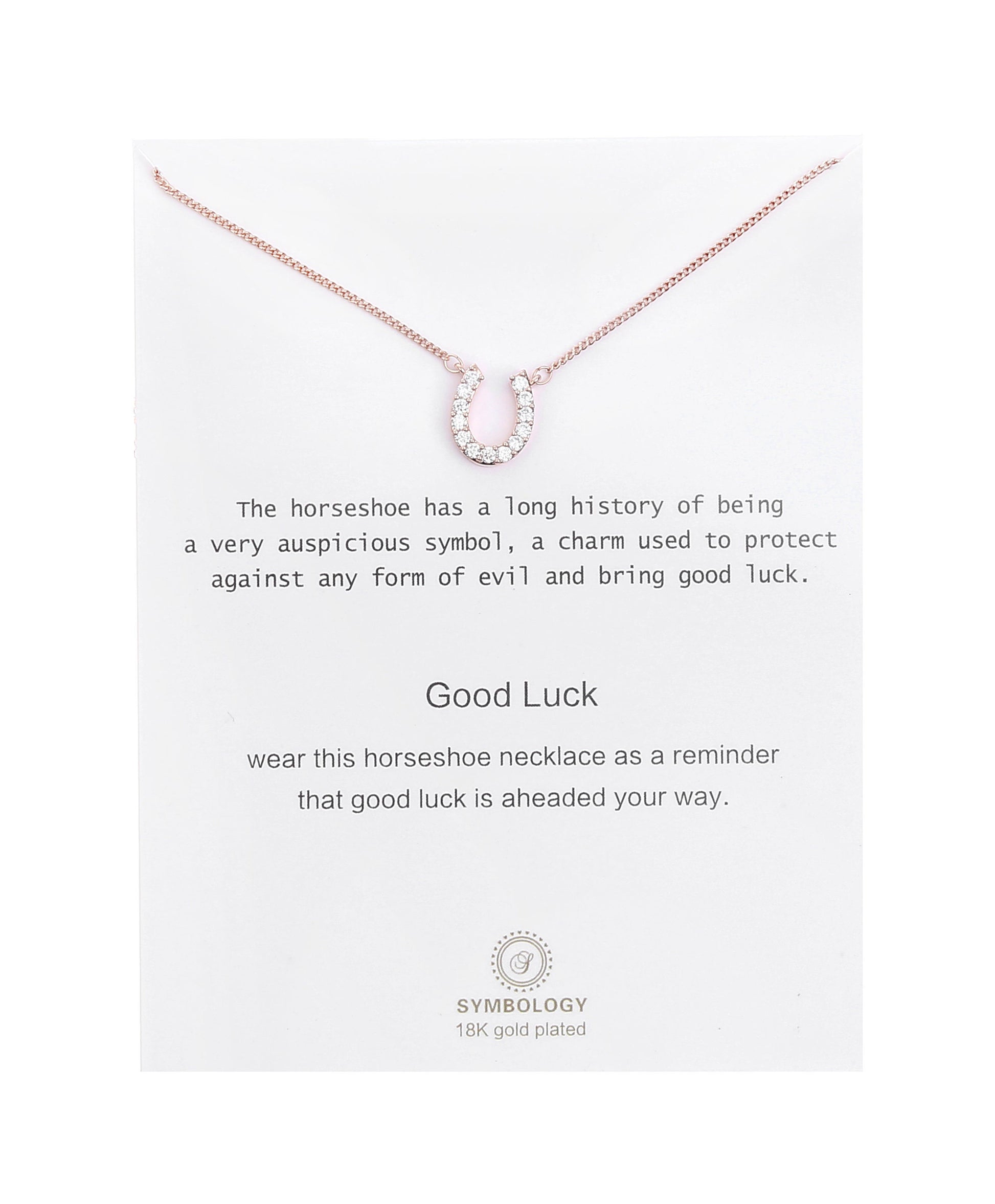 Good Luck Necklace, Symbology Rose Gold Horseshoe Necklace, Delicate 18K Gold Plated Necklace Graduation Gift, New Job Gift, Gift Boxed