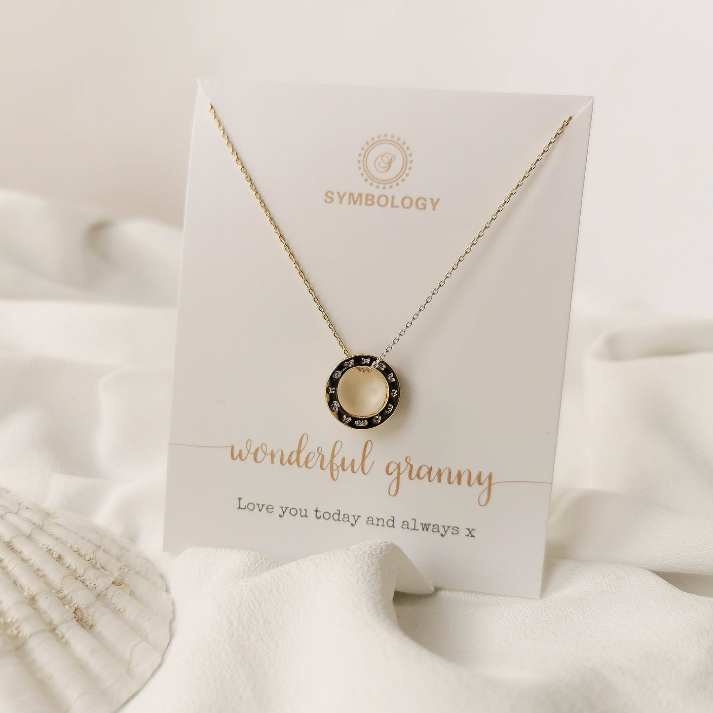 Wonderful Granny Gold Sparkly Necklace /CZ Crystal Love Heart Necklace /Mother's Day Family Gift For Grandmother with Gift Box /Gift for Her
