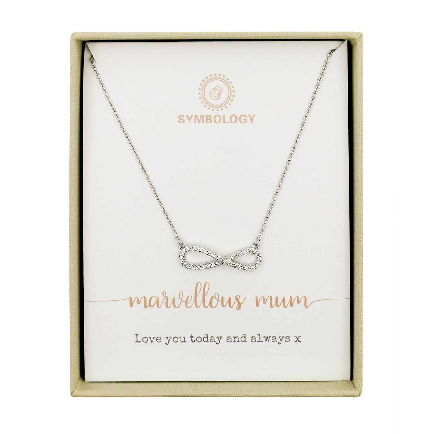 Mother's Day Gift, Marvelous Mum Infinity Symbol Necklace Handcraft With 18K White Gold /Rose gold /Gold Plated /Symbology Mum birthday gift