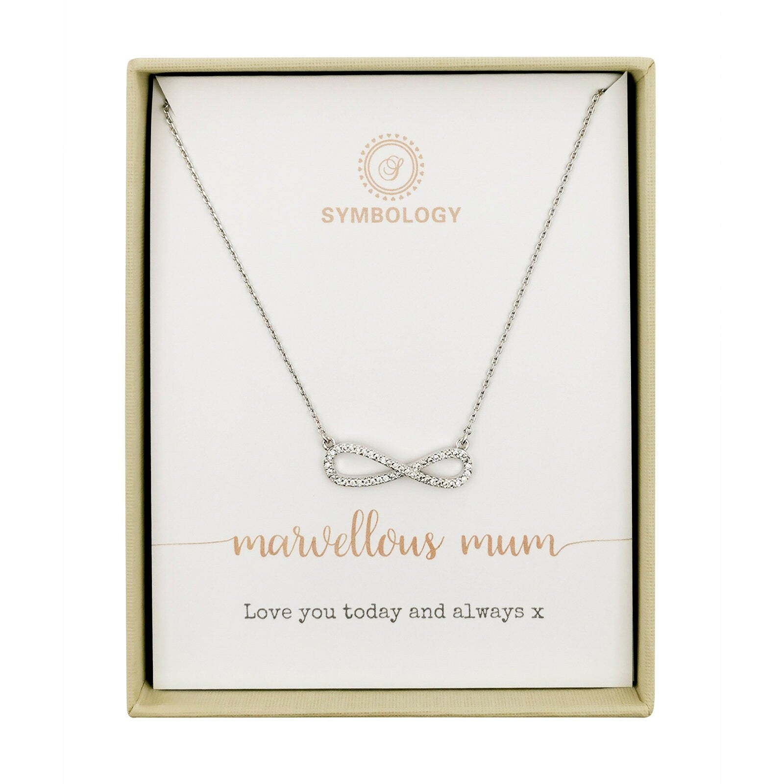 Mother's Day Gift, Marvelous Mum Infinity Symbol Necklace Handcraft With 18K White Gold /Rose gold /Gold Plated /Symbology Mum birthday gift