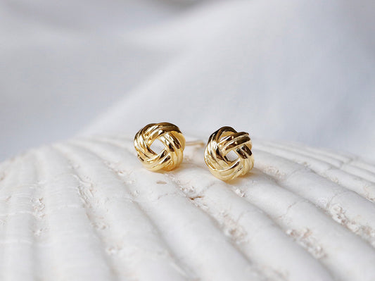 Love Knot Friendship Studs Earring in Sterling Silver With 18K Gold Plating / SYMBOLOGY Silver & Gold Knot Studs / Gift for Best Friend BFF