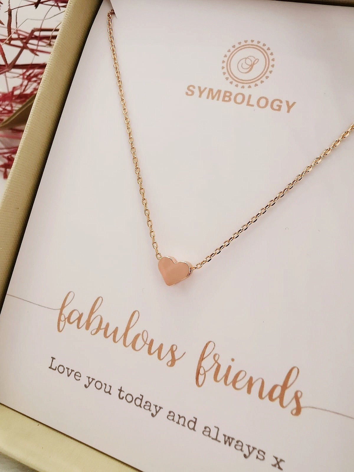 Gold Tiny Love Heart Necklace / Silver Fabulous Friends Necklace / SYMBOLOGY Special Friends Gift / Best Friends Gift / Birthday Gift / BFF