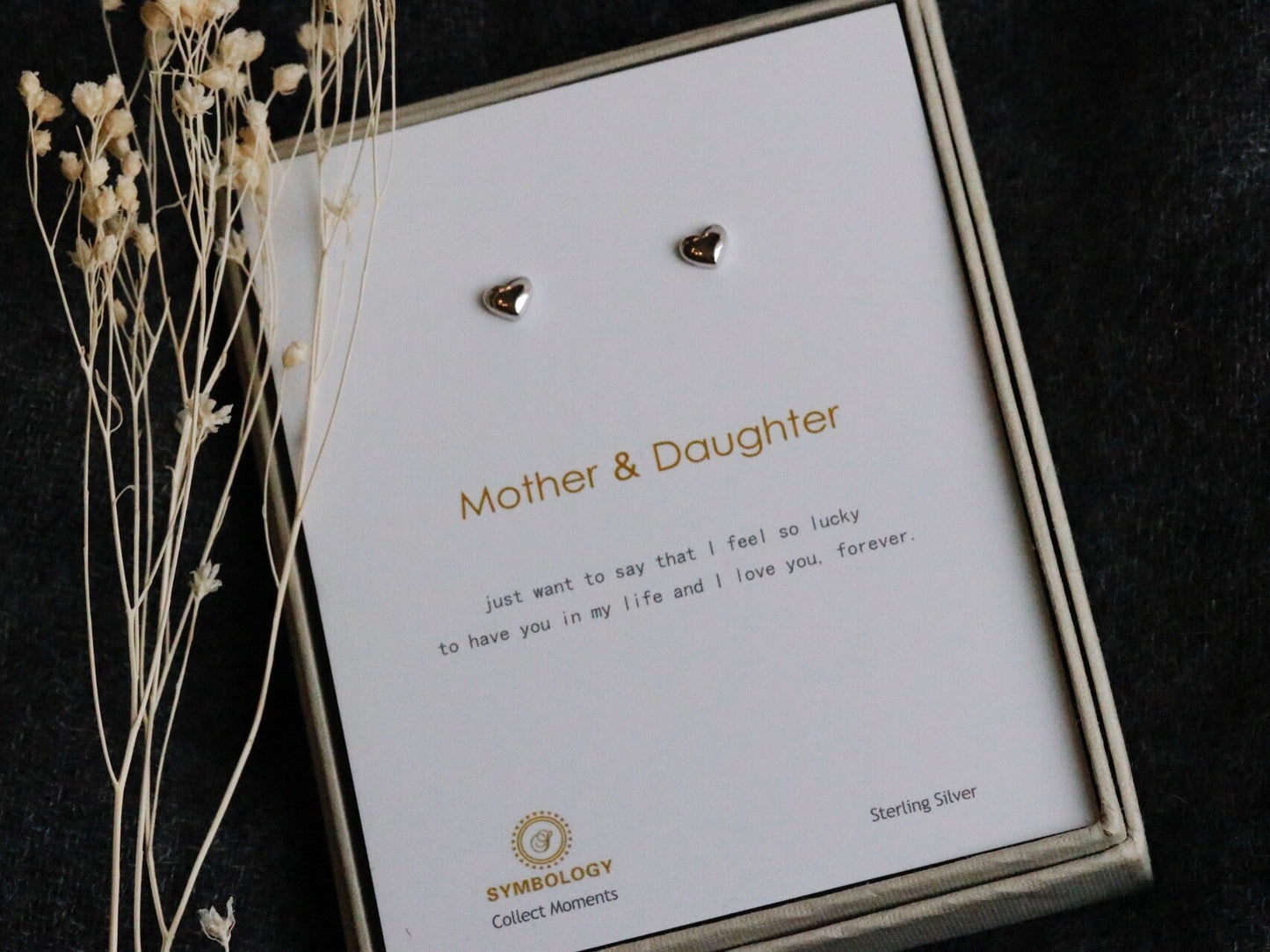 Dainty Love Heart Stud Earrings in Sterling Silver / Silver & Gold Mum Daughter Studs / Gift For Mum and Daughter / Gift for Daughter