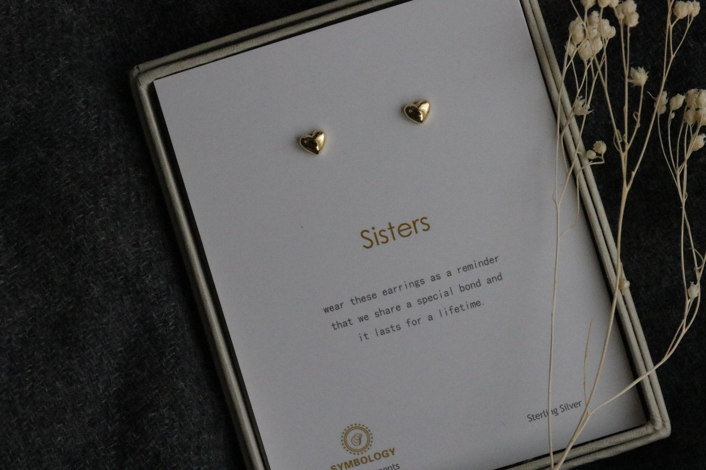 Gold Vermeil Dainty Love Heart Earrings / Symbology Love Heart Studs For Sister / Personalised Gift for Soul Sister / Gift for Her