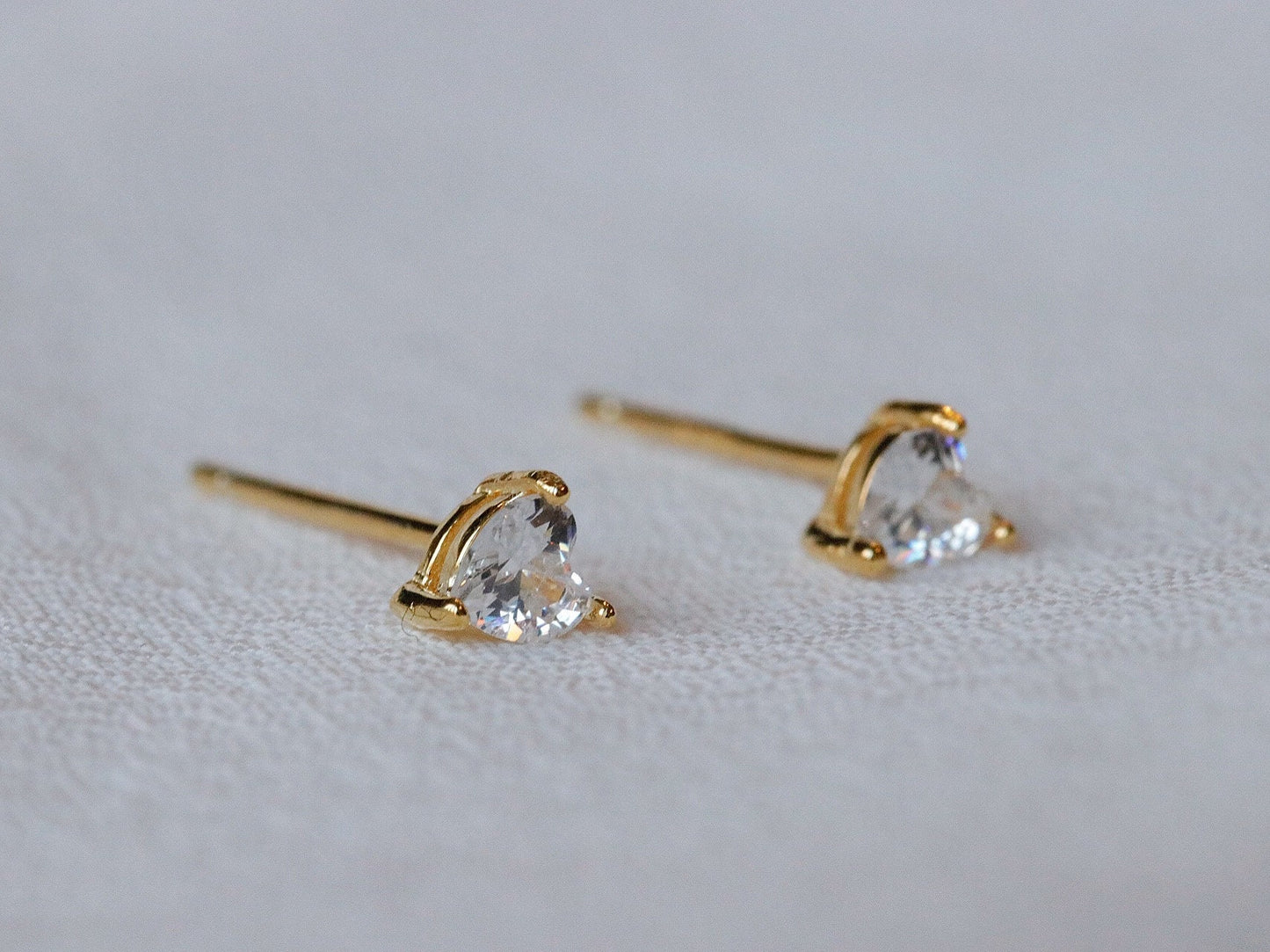 Tiny Sterling Silver CZ Daughter Studs Earrings With 18K Gold Plated / SYMBOLOGY Silver Gold Studs / Sentimental Gift For Daughter