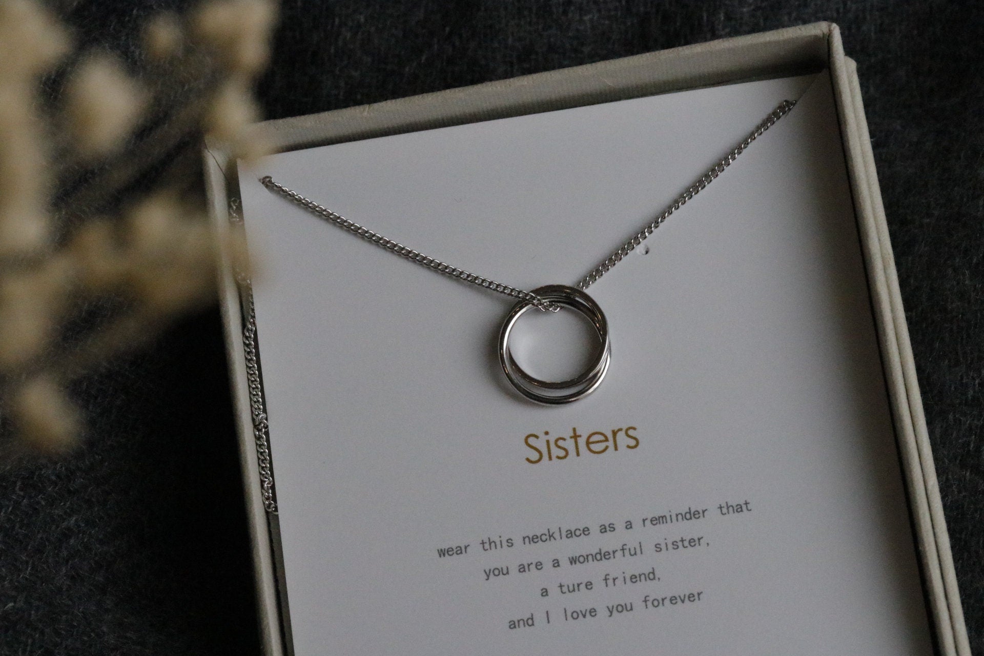 925 Silver Sister Necklace Sterling Silver Stacked Circle