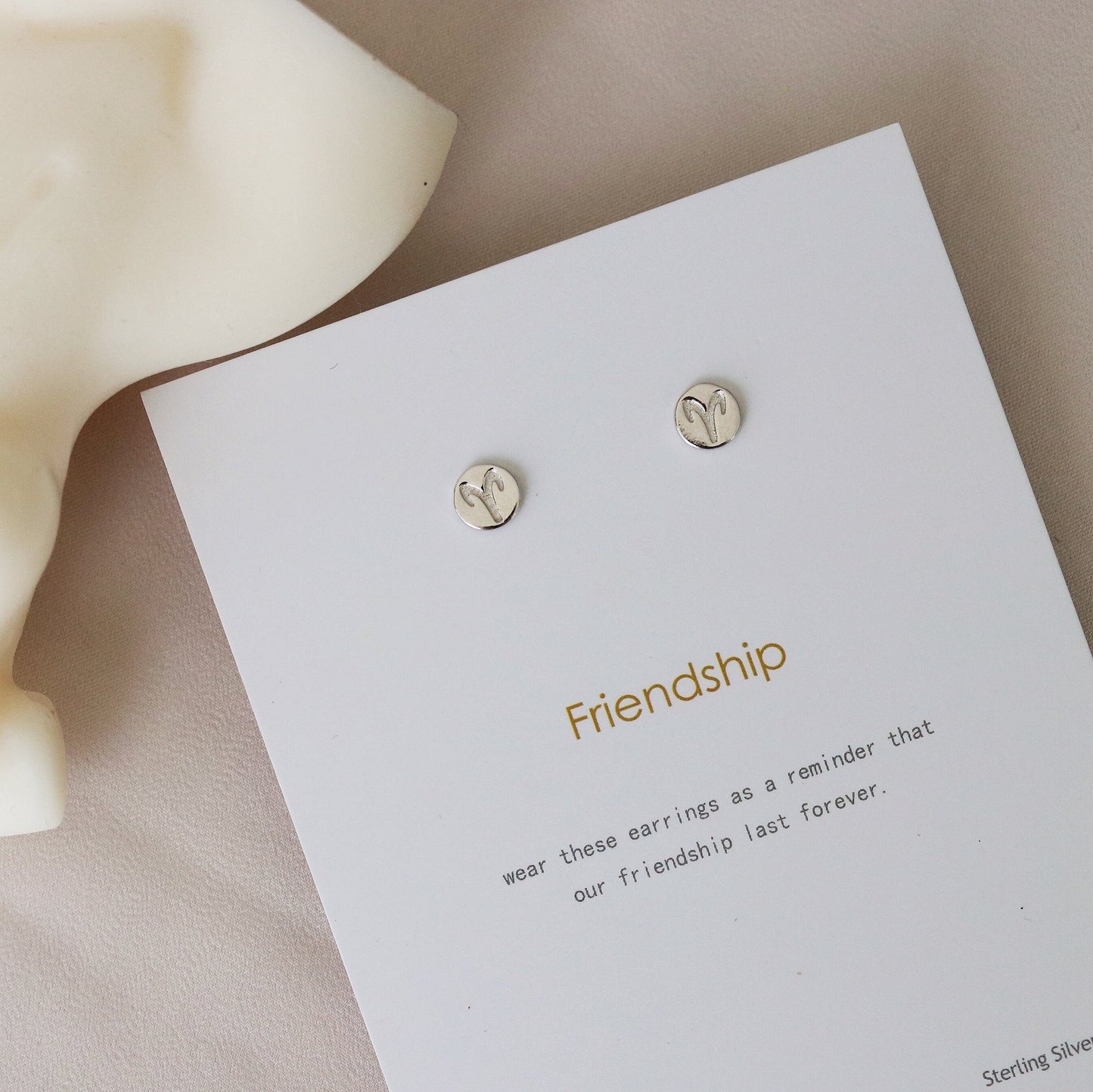 Sterling Silver Zodiac Earrings, Dainty silver studs, Star Sign Aries Earrings, Horoscope Earrings, Gift For Her/mum/friend, Christmas gift