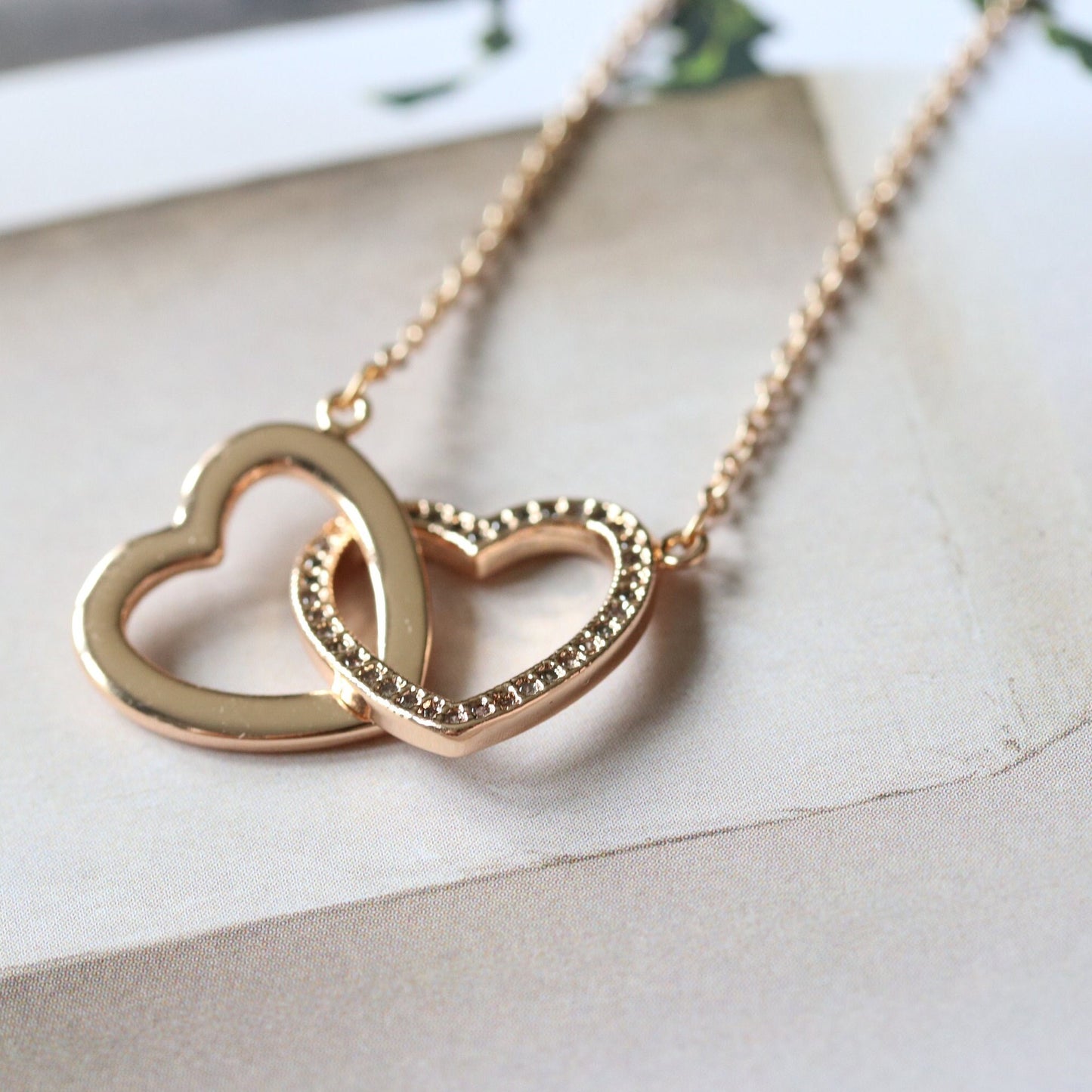 Auntie Gift Double Circle Necklace in White Gold, Rose Gold, Gold / Interlinking Circles Chain Necklace / Christmas Gift / Gift For Auntie