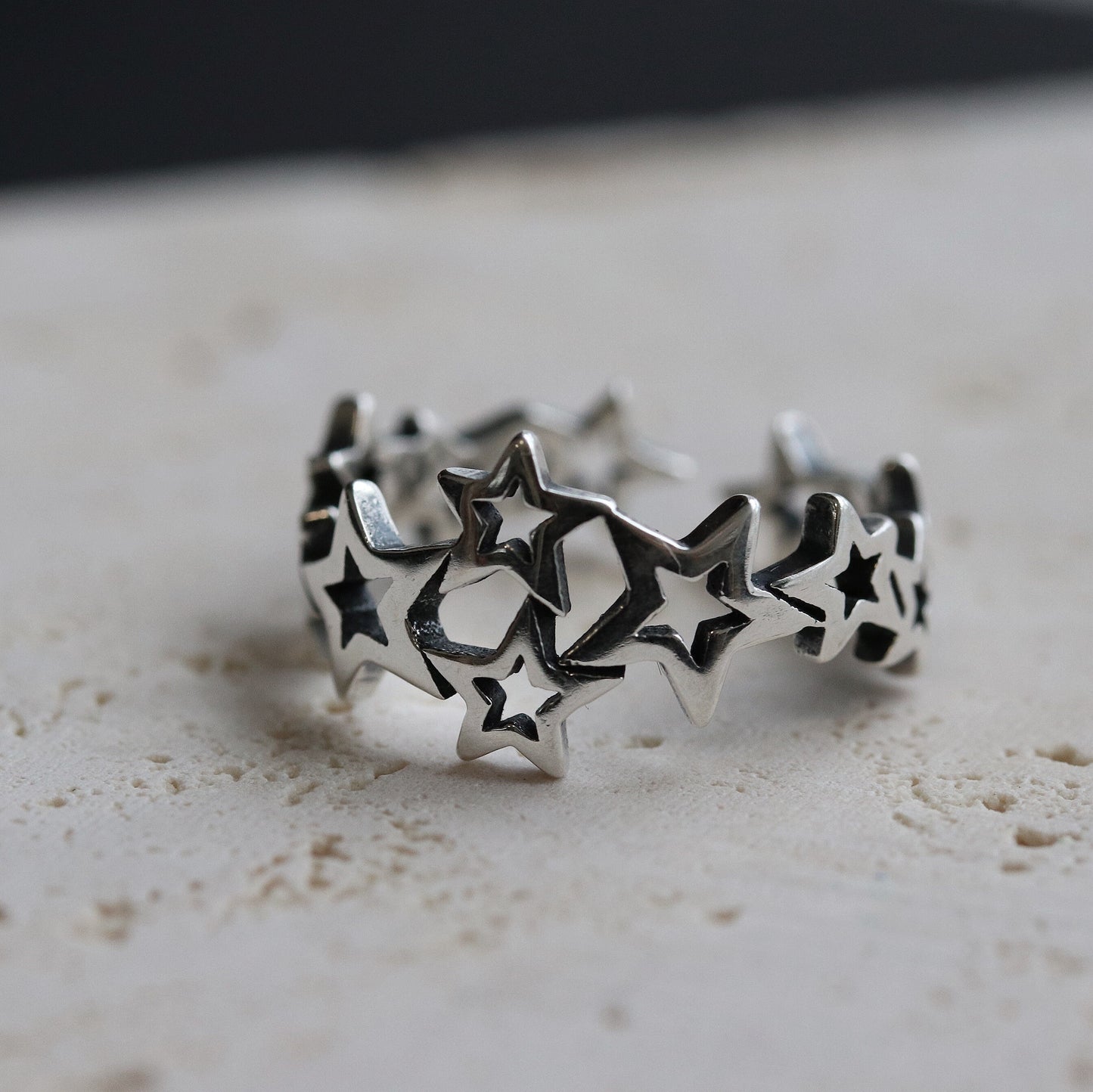 Sterling Silver Star Open Ring, Sterling Silver Stars Stackable Ring , 925 Silver Vintage Statement Ring,Stackable Open Rings, Gift for Her