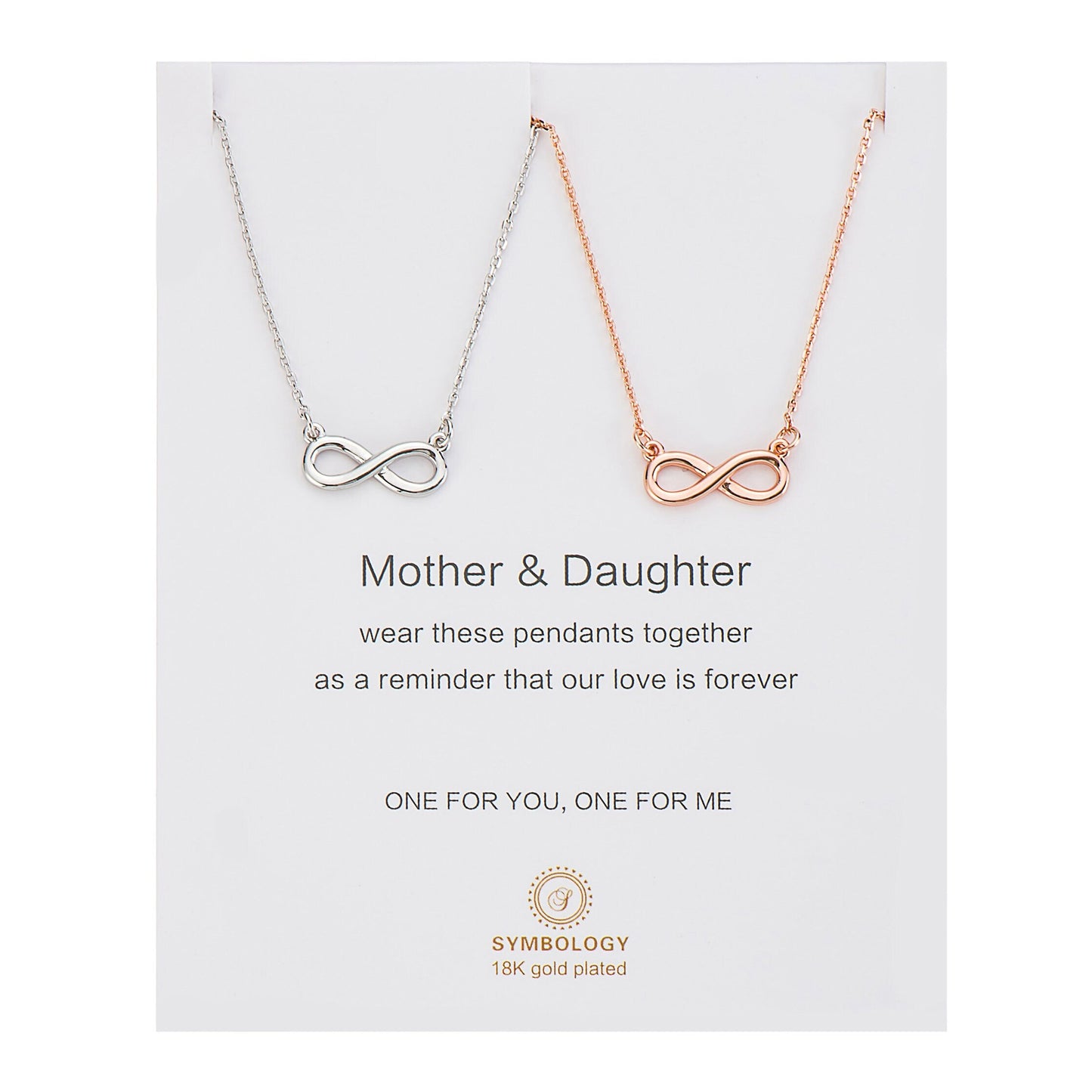 Mother Daughter Infinity Necklace, Sterling Silver Mother Daughter Duo Necklace, Symbology Pendant Charm Necklace, Mothers Day Gift for Her