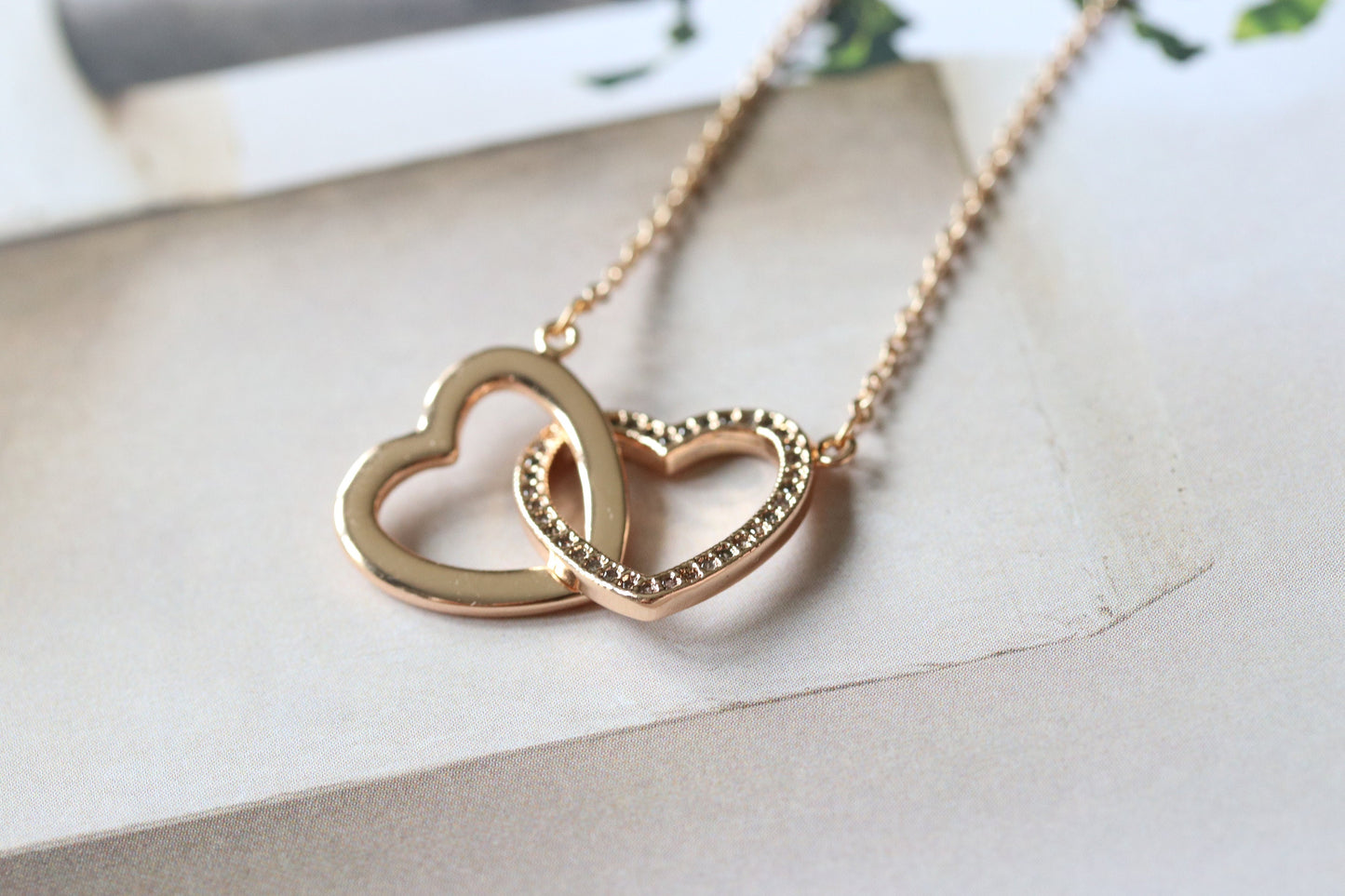 Double Heart Love Necklace for Granny / Wonderful Granny Open Love HeartDainty Necklace in Rose Gold /Gold Mothers Day necklace/Gift for Her