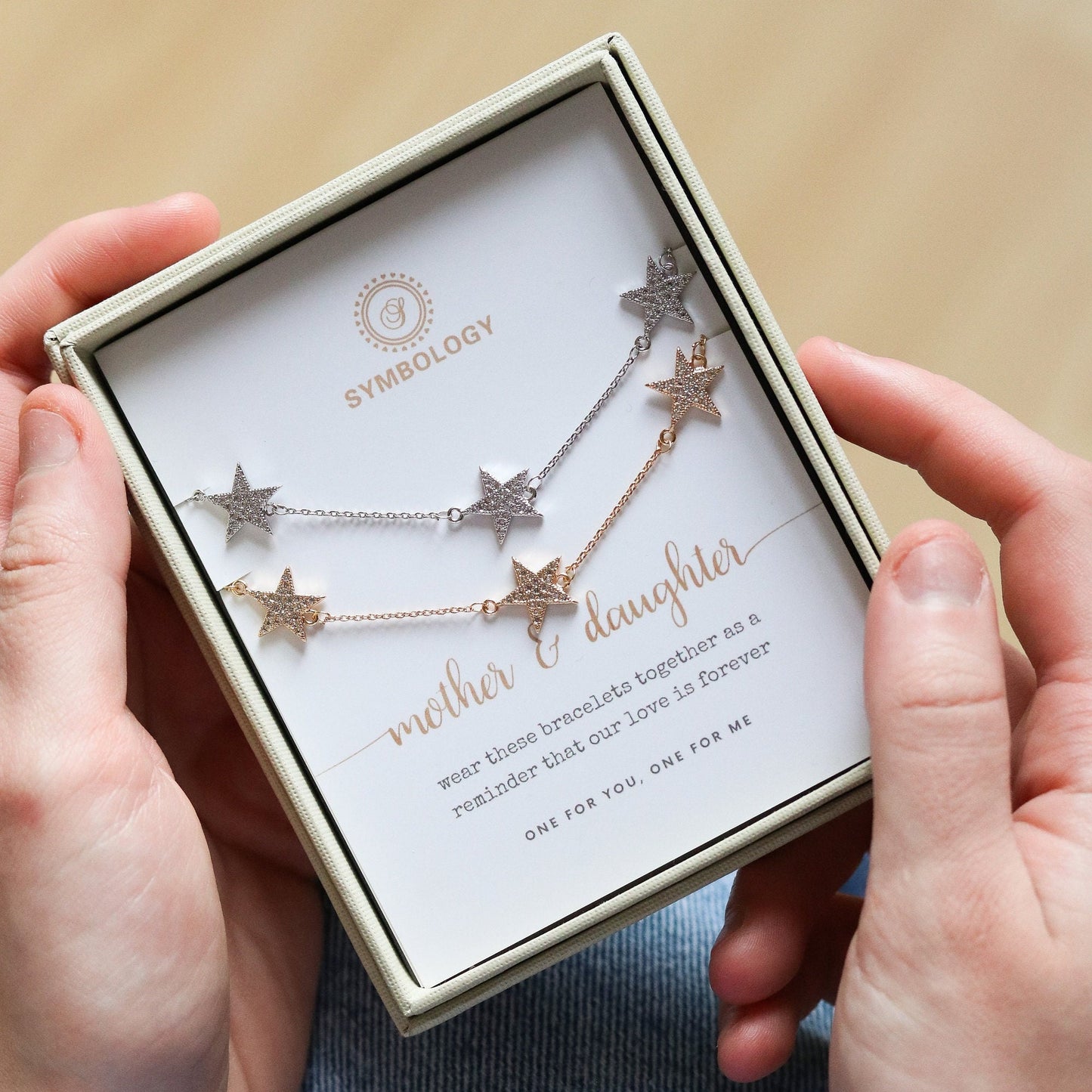 Mother Daughter Triple Star Bracelet Set, Personalised CZ Pave Celestial Bracelet for Mum/Sister/Friend/Bridesmaid/Graduation, Gift for Her