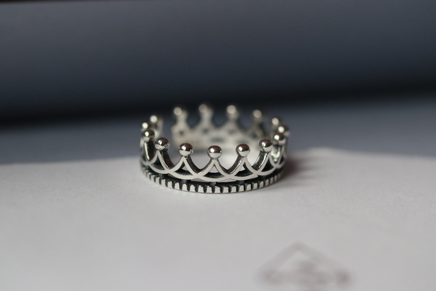 Handmade Crown Ring in Sterling Silver, Adjustable Vintage Polished Crown Open Ring, Minimalist Adjustable Stackable Ring, Gift for Her