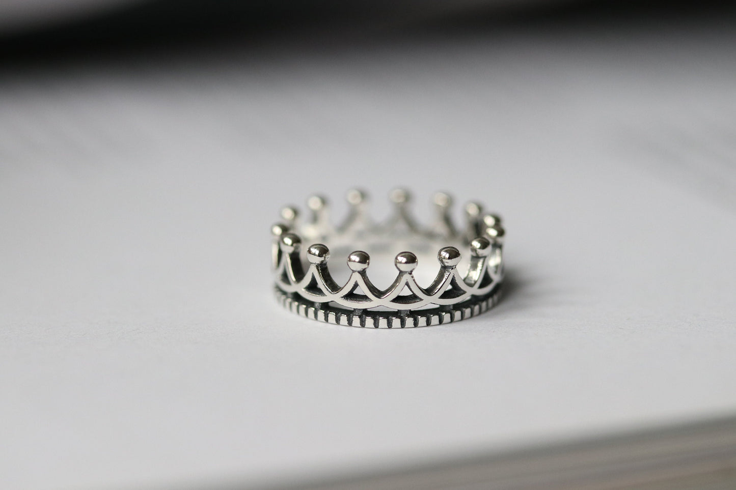 Handmade Crown Ring in Sterling Silver, Adjustable Vintage Polished Crown Open Ring, Minimalist Adjustable Stackable Ring, Gift for Her