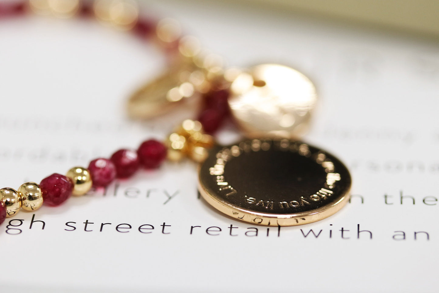 Personalised Initial Charm Sentimental Bracelet for Mum, Mothers Day Gift, Stretch Ruby Natural Beads Bracelet, Costom Birthday Gift for Mom