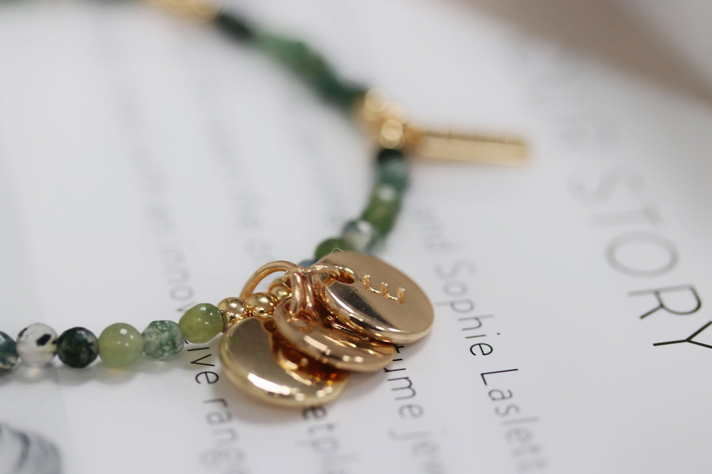 Emerald Personalised Initial Bracelet in Gold, May Birthstone Jewelry Mother's Gift For Her, Stackable Minimalist Bracelet, Gift for Mom