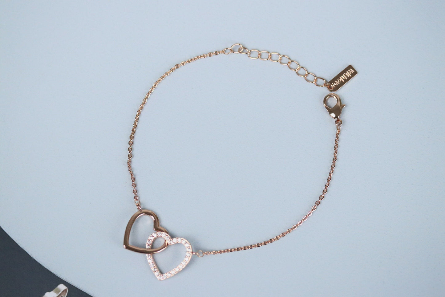 Mother Daughter Interlinking Heart Bracelets in Silver / Rose Gold / Gold, Personalised CZ Crystal Pave Bracelet, Mother's Day Gift for Her