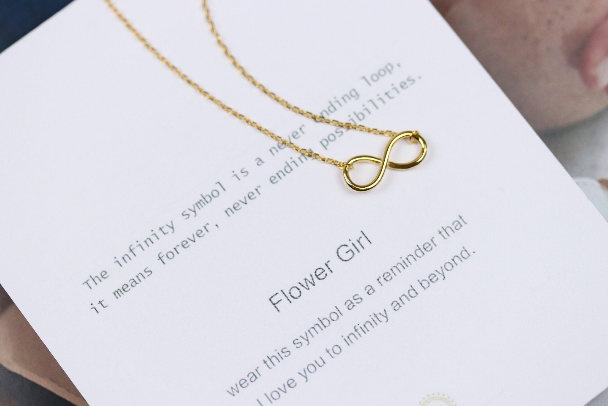 Flower Girl Gift / Wedding Thank You Gift / Infinity Necklace / Gold Dainty Necklace Jewelry Gift for Flower Girl, Keepsake Flower Girl Gift