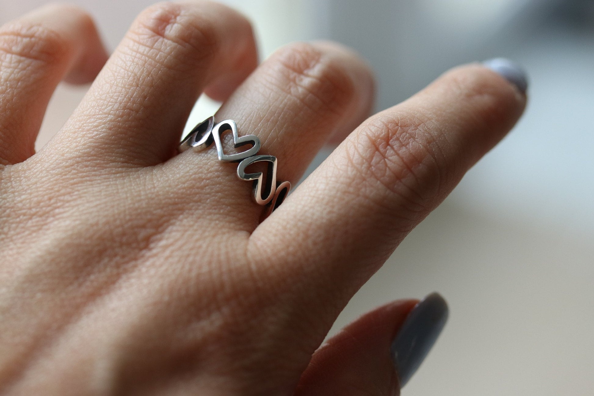 Gold Open Heart Stacking Ring, Tiny Love Heart , Sterling Silver Open Ring, 18K Gold Rings, Women’s Jewellery, Gift for Her, Minimalist