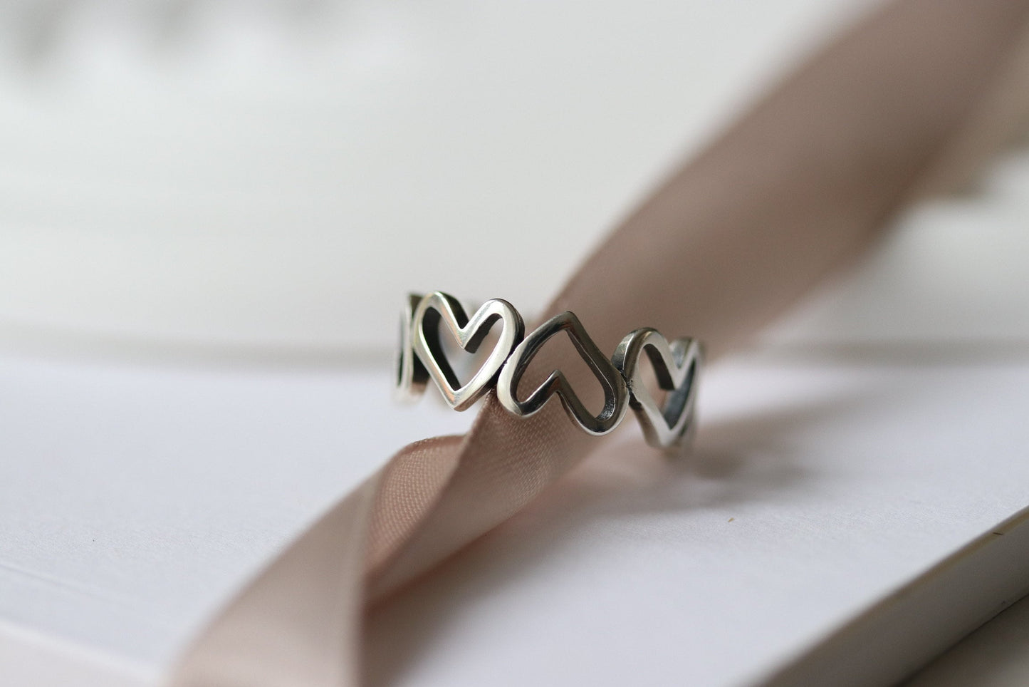 Gold Open Heart Stacking Ring, Tiny Love Heart , Sterling Silver Open Ring, 18K Gold Rings, Women’s Jewellery, Gift for Her, Minimalist